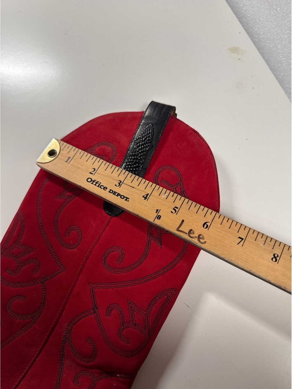 Nine West Black Leather Red Suede Western made in Brazil Cowboy Boots Size 6.5 - Picture 7 of 11